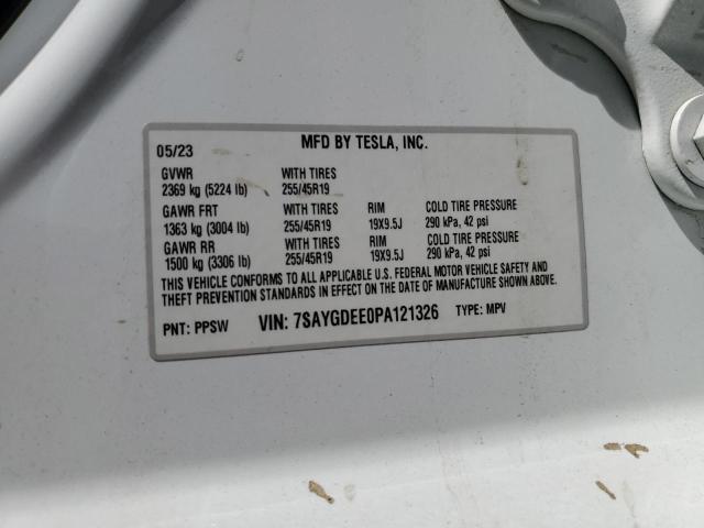 7SAYGDEE0PA121326 - 2023 TESLA MODEL Y Beyaz fotoğraf 12
