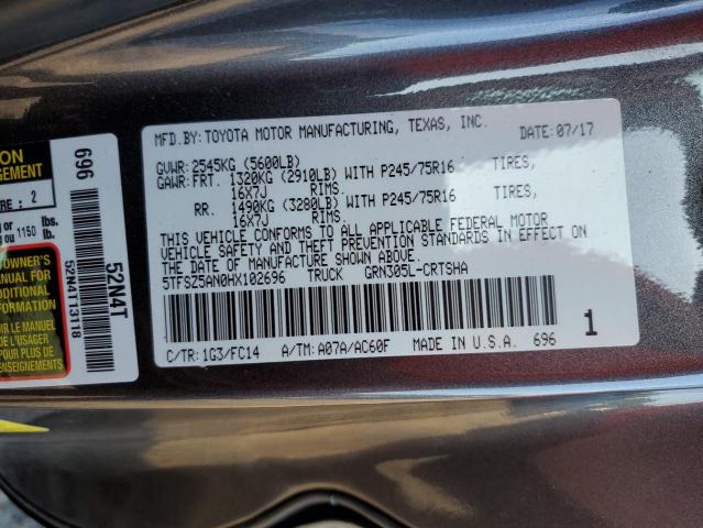 5TFSZ5AN0HX102696 - 2017 TOYOTA TACOMA ACCESS CAB ნაცრისფერი ფოტო 12