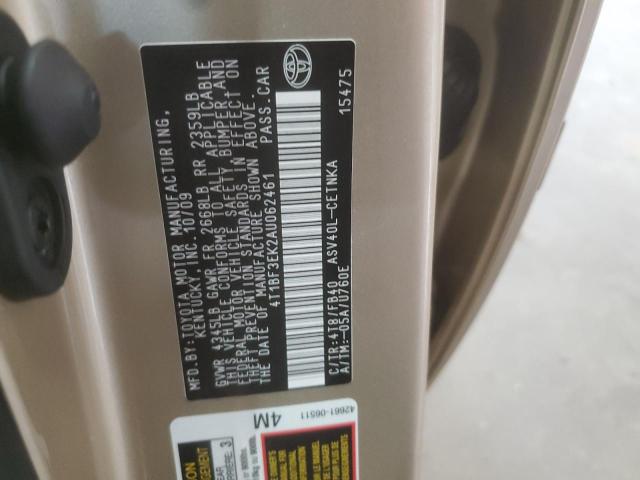 4T1BF3EK2AU062461 - 2010 TOYOTA CAMRY BASE Bej foto 12