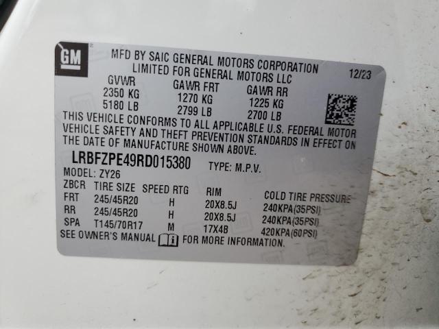 LRBFZPE49RD015380 - 2024 BUICK ENVISION ESSENCE თეთრი ფოტო 13