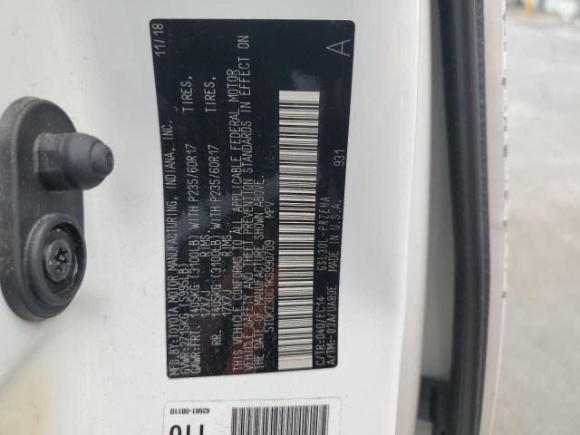 5TDKZ3DC1KS990709 - 2019 TOYOTA SIENNA LE Biały zdjęcie 13