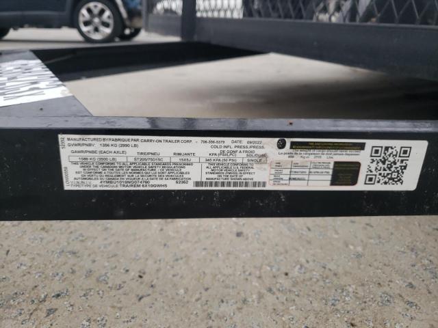 4YMBU1018NG074760 - 2022 UTILITY TRAILER أسود صورة 10