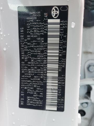 5YFB4MDE0RP193716 - 2024 TOYOTA COROLLA LE თეთრი ფოტო 12