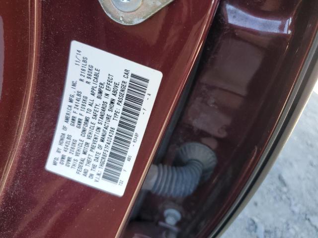 1HGCR6F57FA004396 - 2015 HONDA ACCORD HYBRID EXL BURGUNDY photo 12