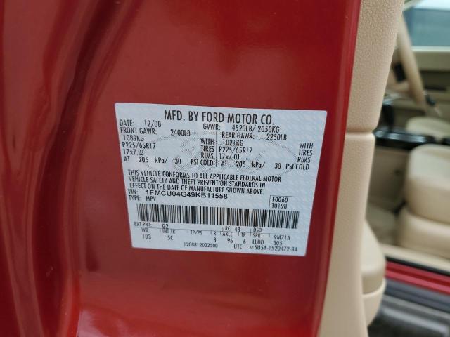 1FMCU04G49KB11558 - 2009 FORD ESCAPE LIMITED RED photo 13