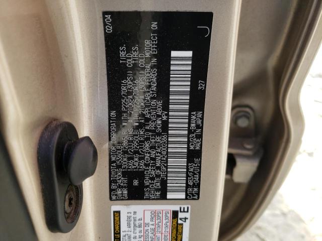 JTEGP21A240023861 - 2004 TOYOTA HIGHLANDER Qızıl foto 13