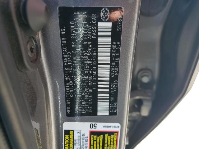 4T1C31AK5LU545971 - 2020 TOYOTA CAMRY LE Сұр фото 12