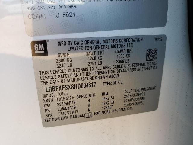 LRBFXFSX8HD084817 - 2017 BUICK ENVISION PREMIUM II WHITE photo 13