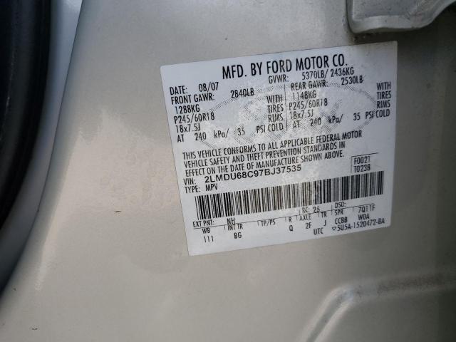 2LMDU68C97BJ37535 - 2007 LINCOLN MKX TAN photo 12