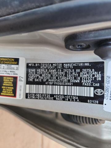 4T1BF1FK0GU538461 - 2016 TOYOTA CAMRY LE GOLD photo 12