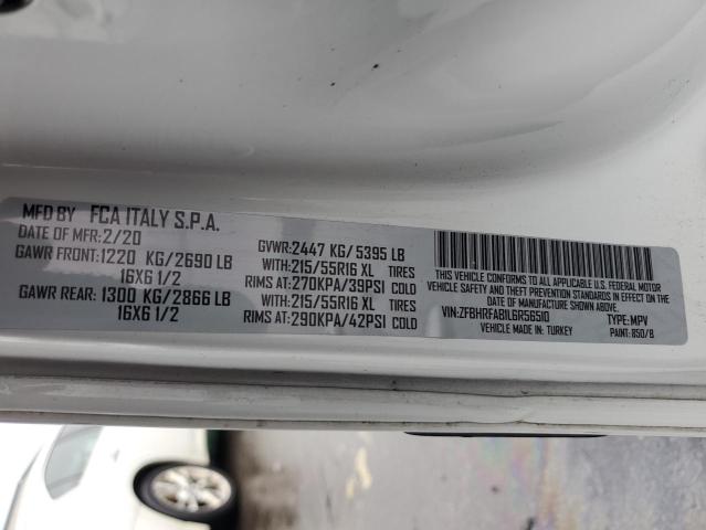 ZFBHRFAB1L6R56510 - 2020 RAM PROMASTER თეთრი ფოტო 13