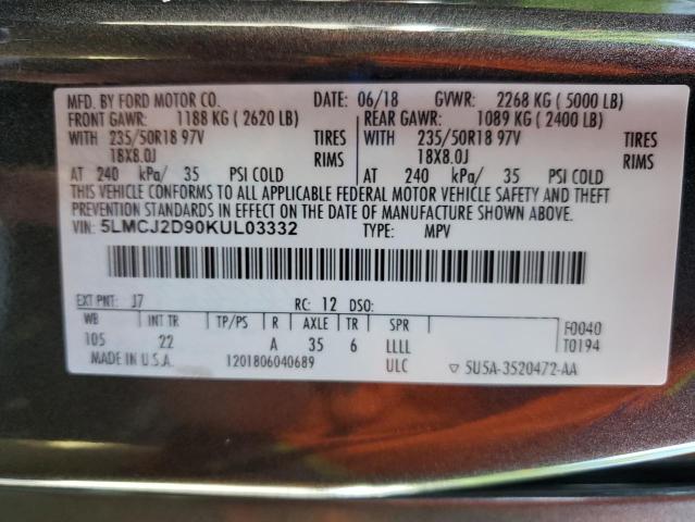 5LMCJ2D90KUL03332 - 2019 LINCOLN MKC SELECT ნაცრისფერი ფოტო 14