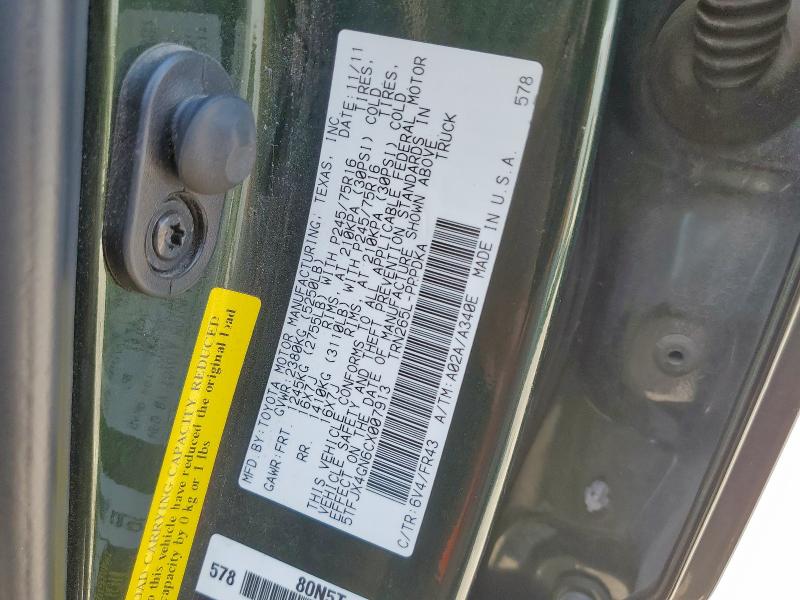 5TFJX4GN6CX007913 - 2012 TOYOTA TACOMA DOUBLE CAB მწვანე ფოტო 12