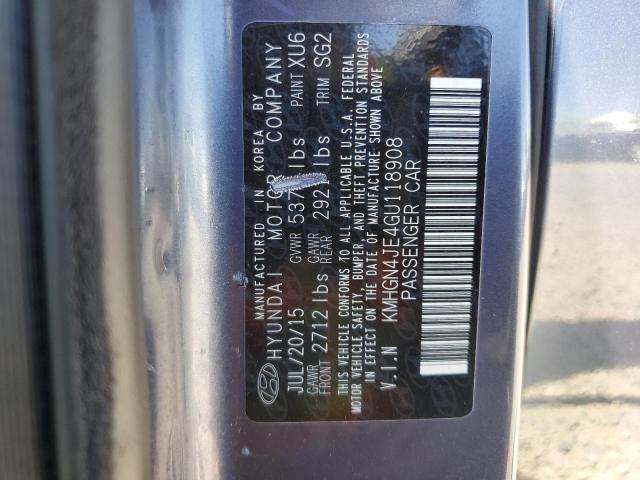 KMHGN4JE4GU118908 - 2016 HYUNDAI GENESIS 3.8L 蓝色 照片 12