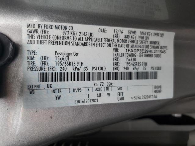 1FADP3E29HL211545 - 2017 FORD FOCUS S 银色 照片 12