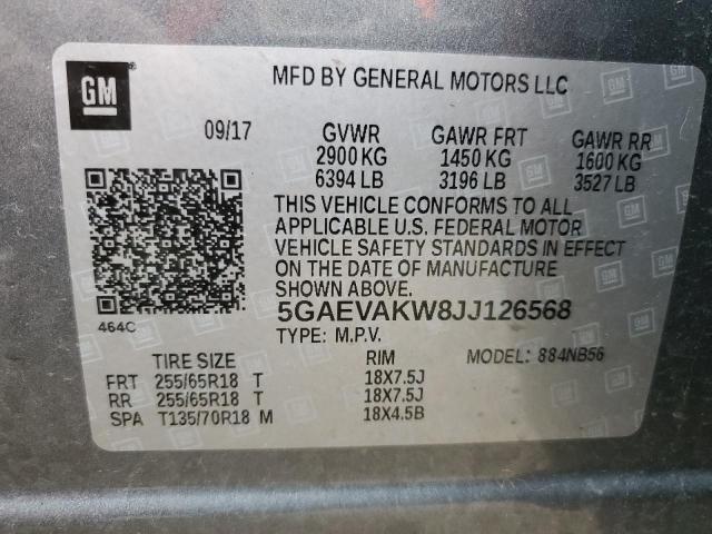 5GAEVAKW8JJ126568 - 2018 BUICK ENCLAVE ESSENCE GRAY photo 14