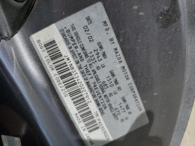 JM1NB353420227912 - 2002 MAZDA MX-5 MIATA BASE GRAY photo 12