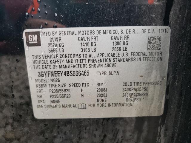 3GYFNEEY4BS566465 - 2011 CADILLAC SRX PERFORMANCE COLLECTION Czarny zdjęcie 12