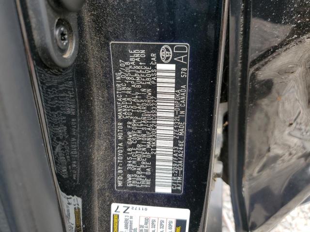 2T1KR30E28C693327 - 2008 TOYOTA COROLLA MA XR BLACK photo 13