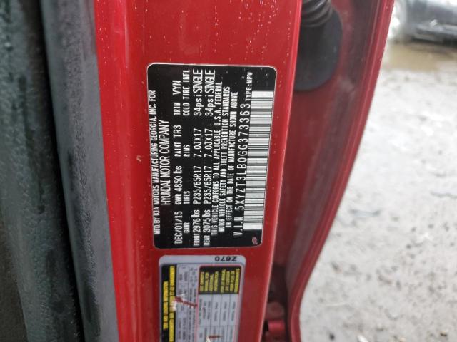 5XYZT3LB0GG373363 - 2016 HYUNDAI SANTA FE S RED photo 12