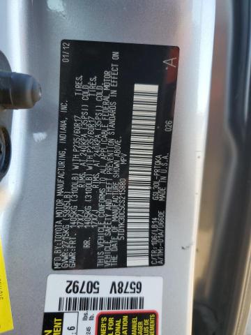 5TDYK3DC5CS215880 - 2012 TOYOTA SIENNA XLE 银色 照片 13