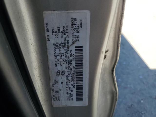 4TASM92N3YZ592104 - 2000 TOYOTA TACOMA XTRACAB PRERUNNER Արծաթագույն լուսանկար 12