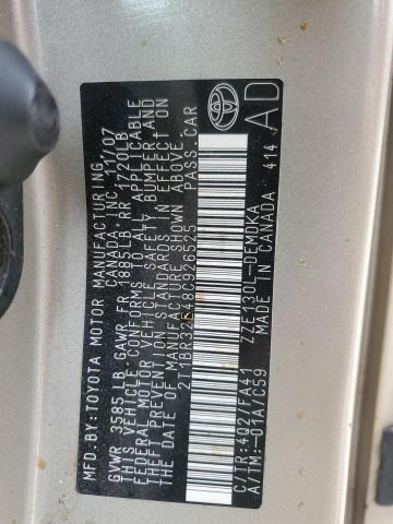 2T1BR32E48C926525 - 2008 TOYOTA COROLLA CE TAN photo 12