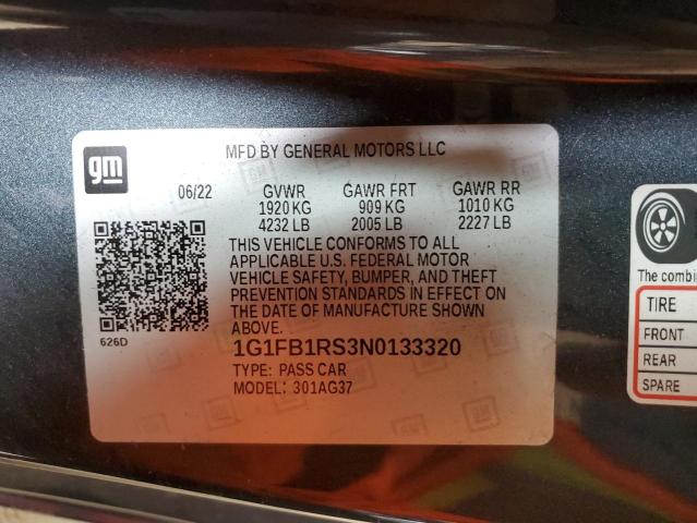 1G1FB1RS3N0133320 - 2022 CHEVROLET CAMARO LS 灰色 照片 13