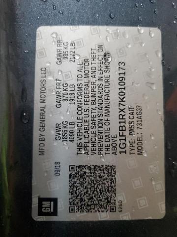 1G1FB1RX7K0109173 - 2019 CHEVROLET CAMARO LS GRAY photo 12