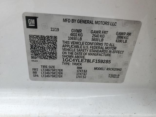 1GC4YLE78LF159285 - 2020 CHEVROLET SILVERADO K2500 HEAVY DUTY WHITE photo 12