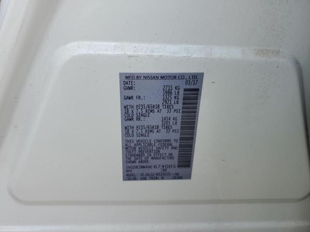 5N1DR2MN4HC674005 - 2017 NISSAN PATHFINDER S თეთრი ფოტო 13