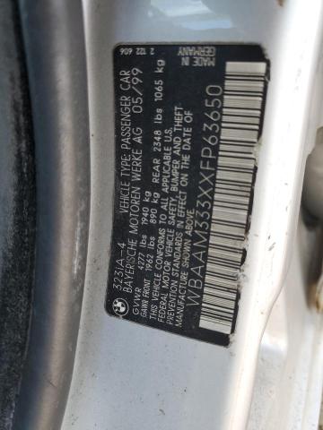 WBAAM333XXFP63650 - 1999 BMW 323 I AUTOMATIC Күміс фото 12