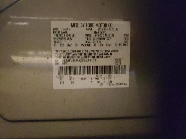 2LMTJ8LRXGBL76135 - 2016 LINCOLN MKX RESERVE თაფლისფერი ფოტო 12