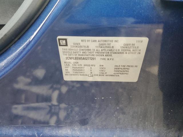 2CNFLEEW5A6277291 - 2010 CHEVROLET EQUINOX LT BLUE photo 12