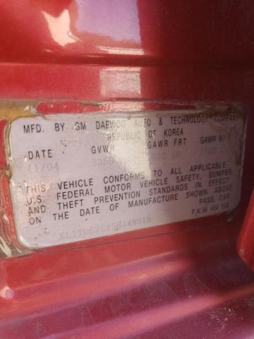 KL1TD526X5B348018 - 2005 CHEVROLET AVEO BASE Qırmızı foto 13