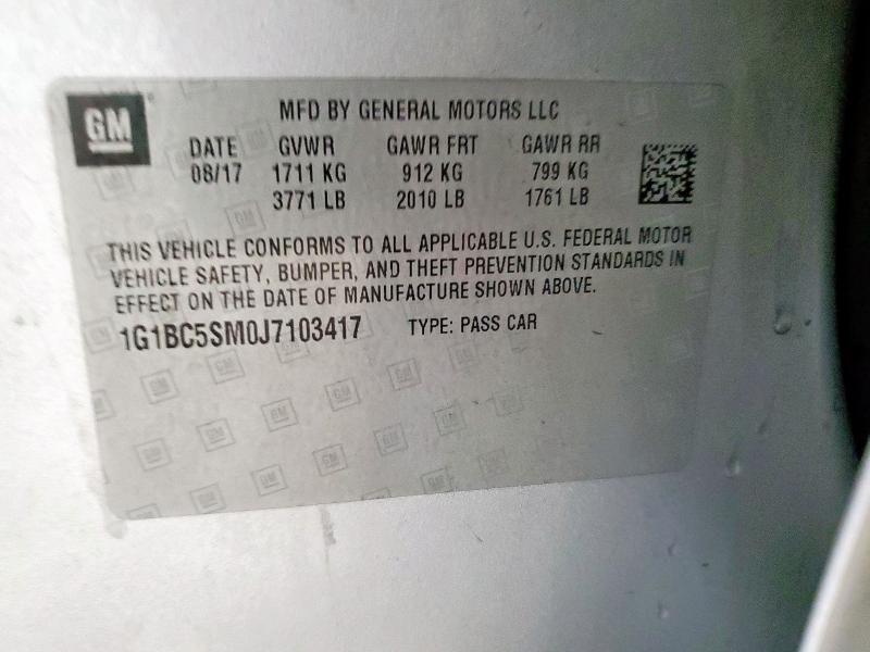 1G1BC5SM0J7103417 - 2018 CHEVROLET CRUZE LS SILVER photo 12