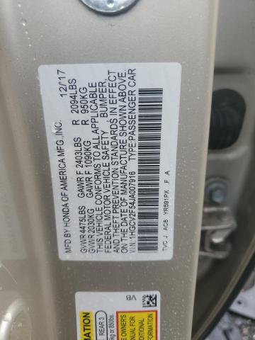 1HGCV2F54JA007916 - 2018 HONDA ACCORD EXL TAN photo 13