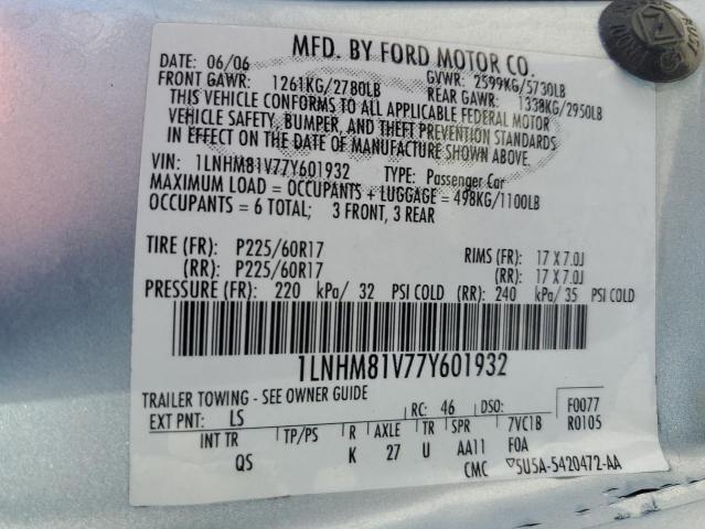 1LNHM81V77Y601932 - 2007 LINCOLN TOWN CAR SIGNATURE Mavi fotoğraf 12