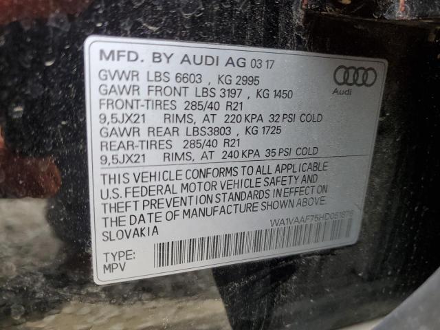 WA1VAAF75HD051876 - 2017 AUDI Q7 PRESTIGE BLACK photo 13