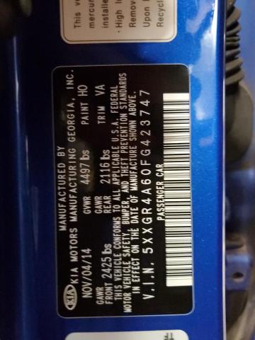 5XXGR4A60FG423747 - 2015 KIA OPTIMA SX BLUE photo 12