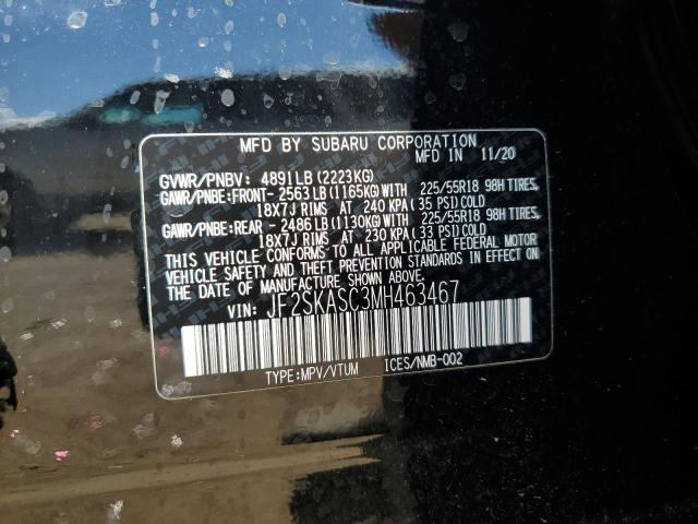 JF2SKASC3MH463467 - 2021 SUBARU FORESTER LIMITED შავი ფოტო 13