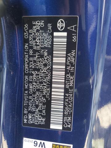 JTKDE177860130265 - 2006 TOYOTA SCION TC 蓝色 照片 12