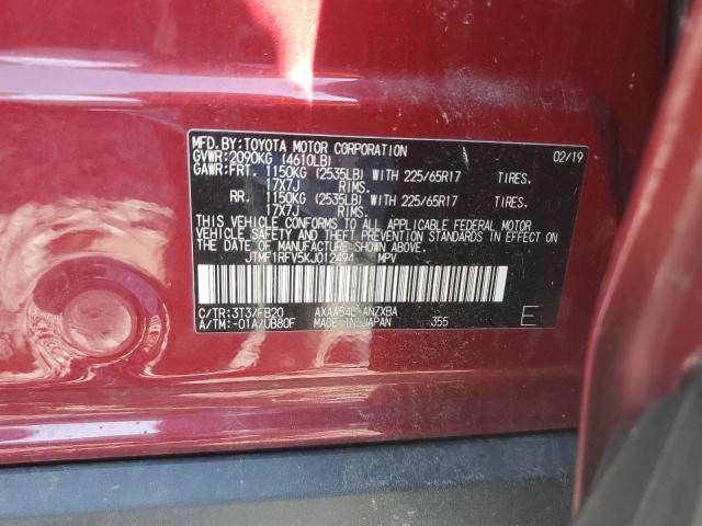 JTMF1RFV5KJ012494 - 2019 TOYOTA RAV4 LE Красный фото 13