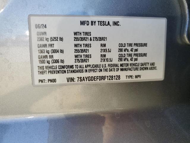 7SAYGDEF0RF128128 - 2024 TESLA MODEL Y SILVER photo 13