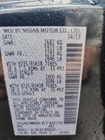 5N1AR2MM9DC674070 - 2013 NISSAN PATHFINDER S 蓝色 照片 13