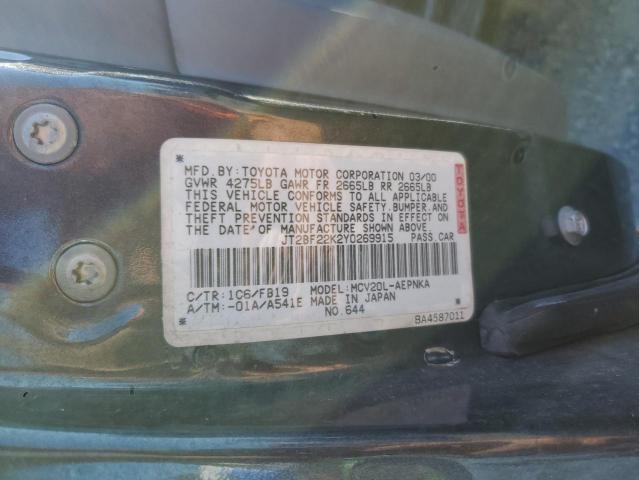 JT2BF22K2Y0269915 - 2000 TOYOTA CAMRY CE CHARCOAL photo 12