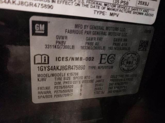 1GYS4AKJ8GR475890 - 2016 CADILLAC ESCALADE BLACK photo 14