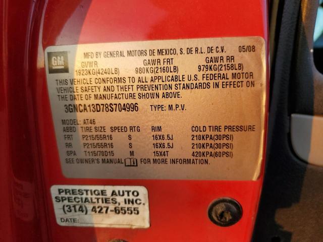 3GNCA13D78S704996 - 2008 CHEVROLET HHR LS 红色 照片 12