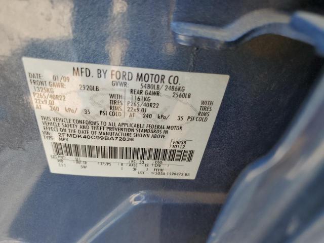 2FMDK40C99BA72836 - 2009 FORD EDGE SPORT Mavi foto 12