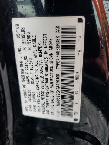 1HGCS128X9A019390 - 2009 HONDA ACCORD EXL BLACK photo 12